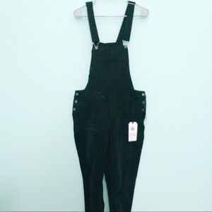 Black Cropped Overalls